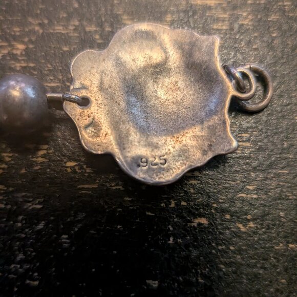 Vintage Sterling Silver Navajo Pearl Bead Bracelet Ornate Repoussé Clasp 925 - Picture 8 of 8